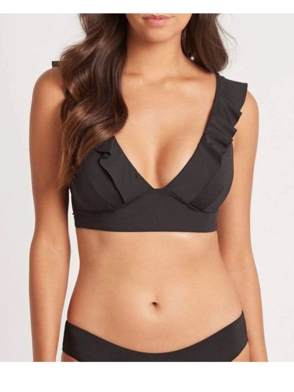Sea Level Black Frill Bikini Top
Nwot $78